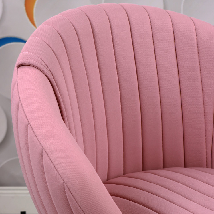 İstiridye krom Ayaklı Çalışma Koltuğu (Pembe Lakos Kumaş)
