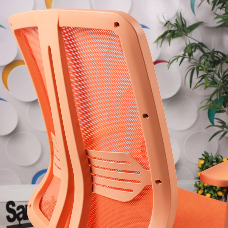 Tokyo Turuncu Plastik Ayaklı Çalışma Ve Ofis Koltuğu (Turuncu Fileli Sırt – Keten Kumaş Oturak)