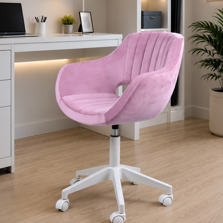 Fiesta Beyaz Plastik Ayaklı Çalışma Koltuğu ( Pembe Babyface Kumaş)