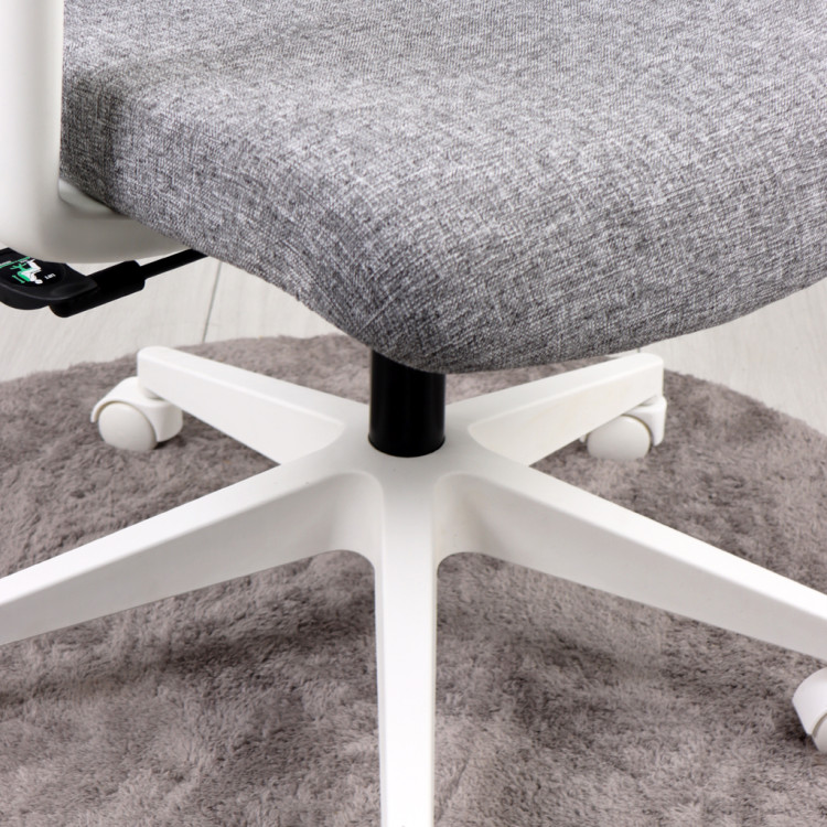 Tokyo Beyaz Ayaklı Sabit Kollu Müdür Koltuğu (Açık Gri Keten & File)
