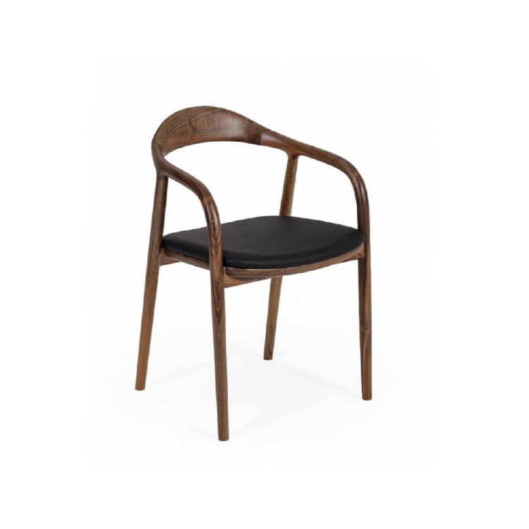 Verso kayın Döşemeli Ahşap Sandalye (Siyah Deri)