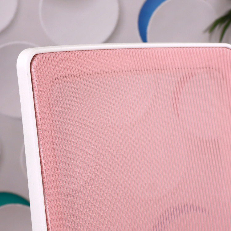Alis Beyaz Plastik Ayaklı Hareketli Kollu Çalışma Koltuğu Ve Ofis Koltuğu ( Pembe File Kumaş)