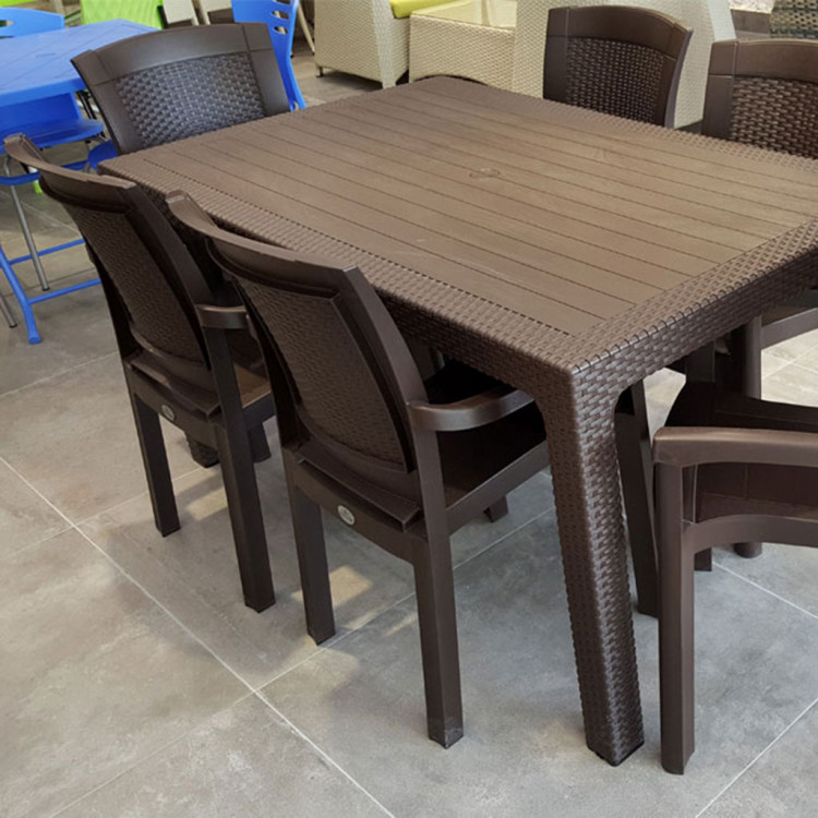 Manyas 90x150 PP Rattan Masa Sandalye Takımı Kahve