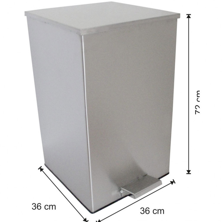 Paslanmaz Kare Pedallı Çöp Kovası 79 Lt Endüstriyel