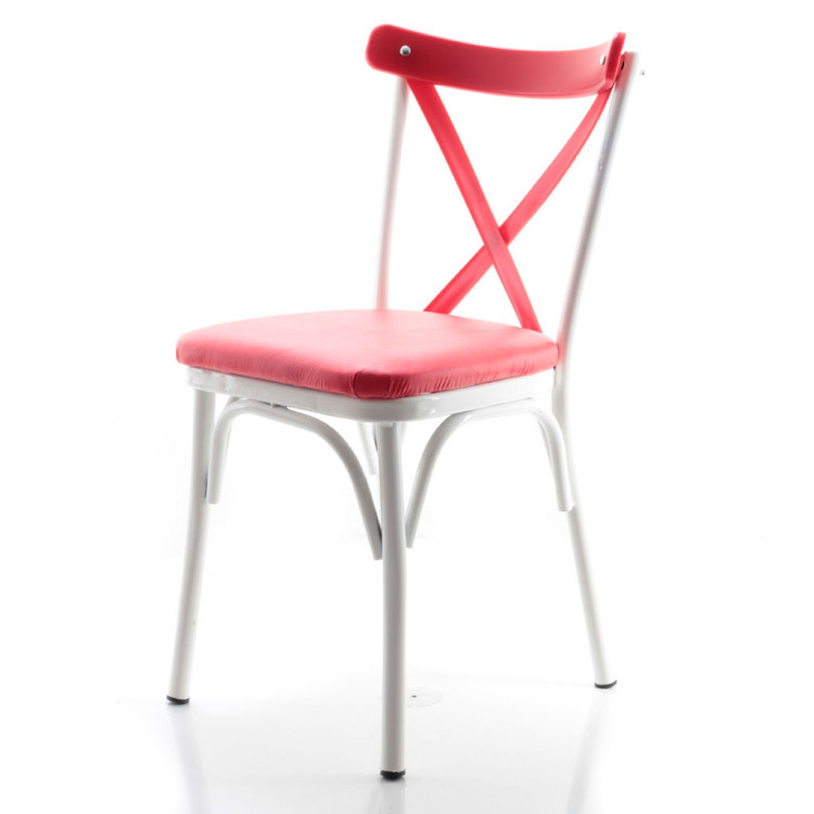 Paris Thonet Metal Sandalye Pembe Beyaz