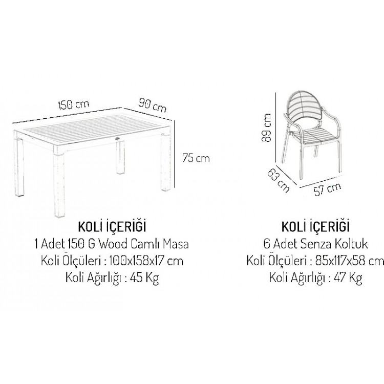 vienza Masa sandalye takımı 150x90