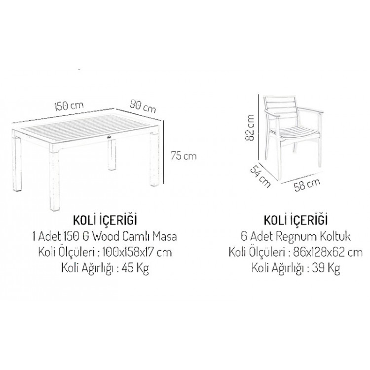 Oslo Masa Sandalye Takımı Krem 150x90