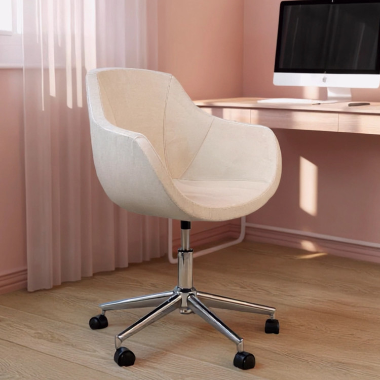 Focus Çalışma Koltuğu Krom Yıldız Ayaklı (Krem Kumaş)