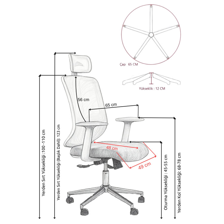 Tokyo Fileli Müdür Koltuğu Hareketli Kollu (Siyah)