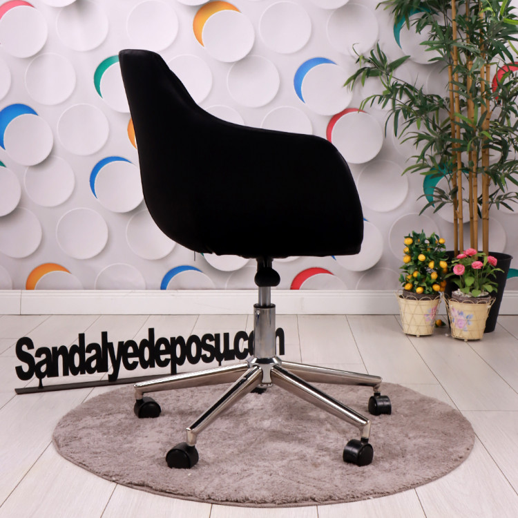 Focus Bilgisayar Ve Çalışma Koltuğu Krom Yıldız Ayaklı Siyah Kumaş