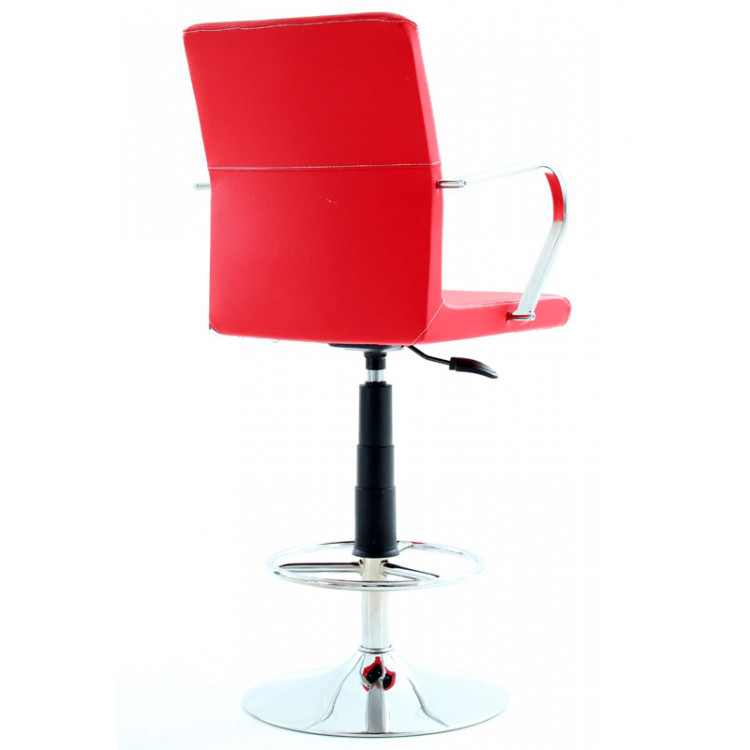 Compan Kollu Krom Tepsi Ayaklı Bar Sandalyesi Kırmızı