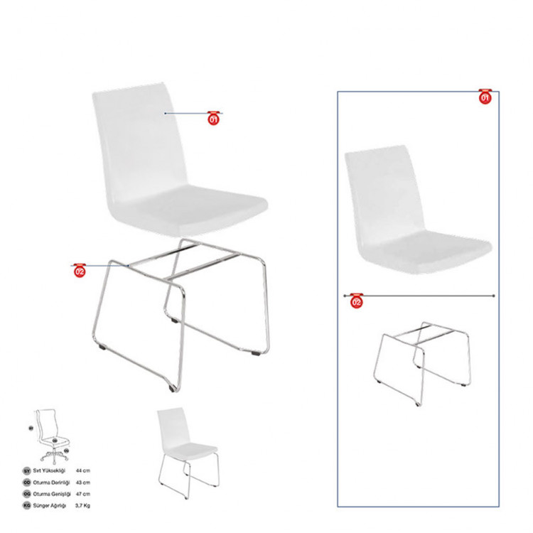 Sandalye 3055 Çelik İskelet Poliüretan Sandalye