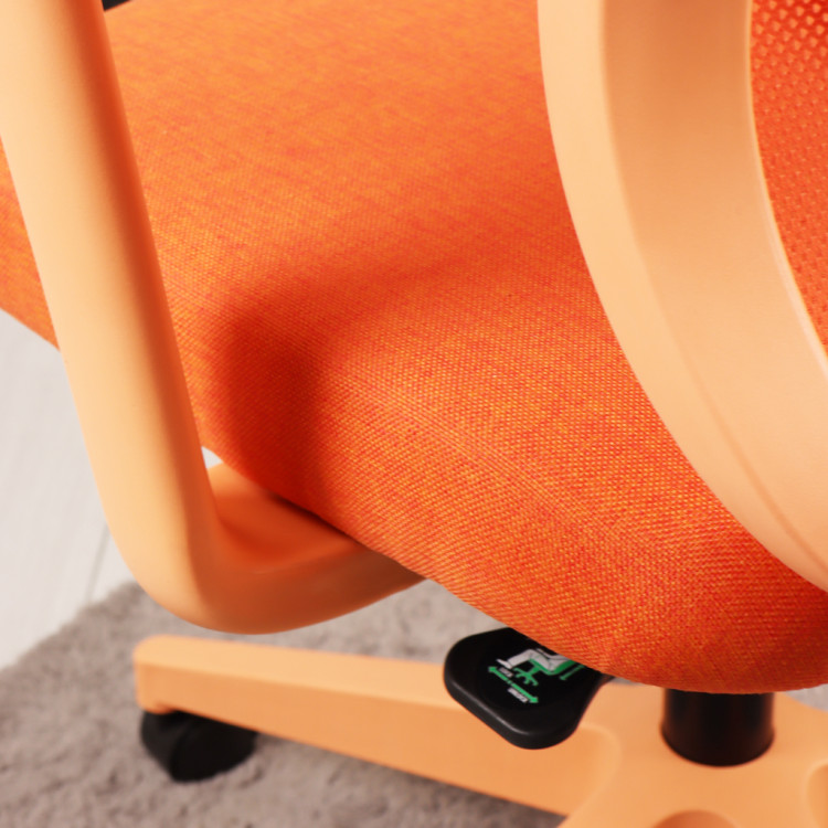 Tokyo Turuncu Plastik Ayaklı Çalışma Ve Ofis Koltuğu (Turuncu Fileli Sırt – Keten Kumaş Oturak)