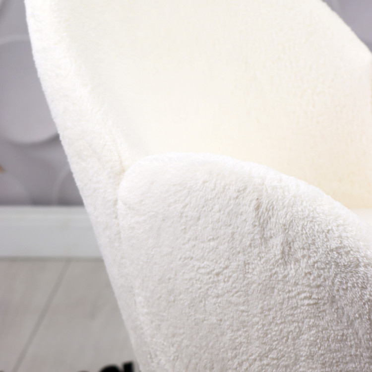Bellasoft Çalışma Koltuğu Beyaz Peluş Kumaş