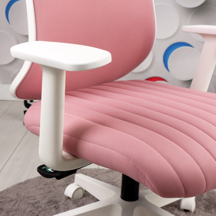 Tokyo Beyaz Plastik Ayaklı Çalışma Ve Ofis Koltuğu (Pembe Lakos Kumaş)
