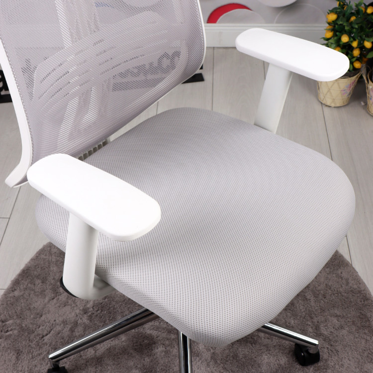 Tokyo Krom Ayaklı Sabit Kollu Müdür ve Ofis Koltuğu (Açık Gri)