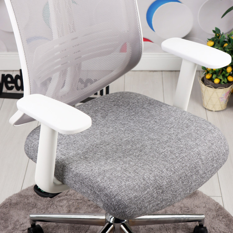 Tokyo Krom Ayaklı Sabit Kollu Müdür Koltuğu (Açık Gri Keten & File)