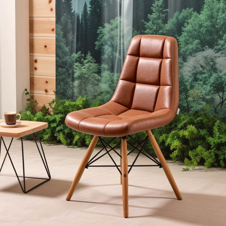 Lucia Natural Çubuk Ahşap Ayaklı Sandalye (Kahve Nubuk)