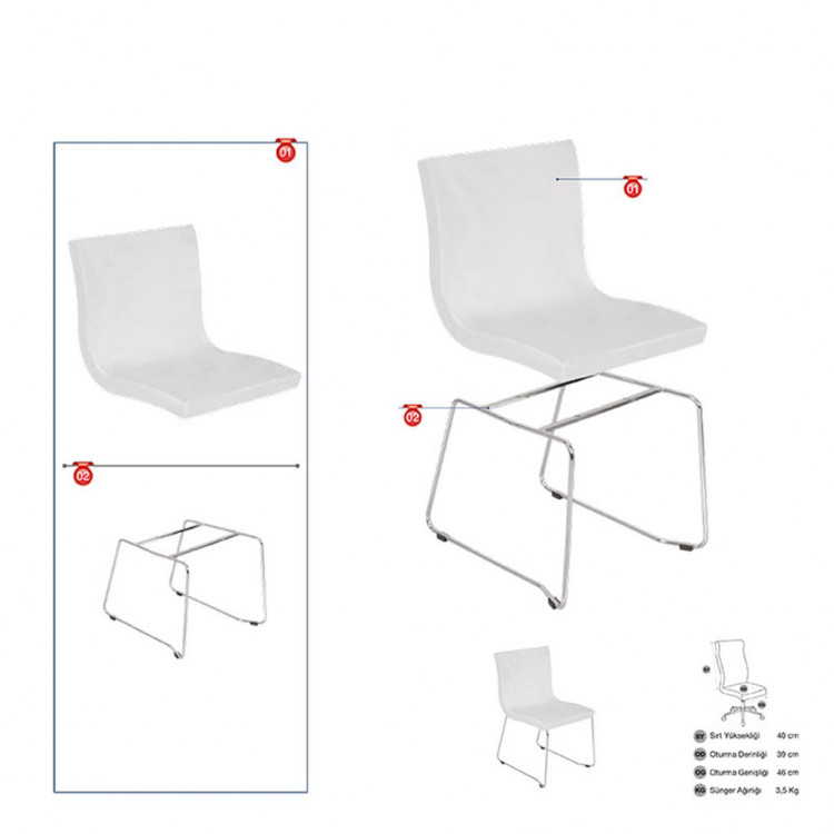 Sandalye 3050 Çelik İskelet Poliüretan Sandalye