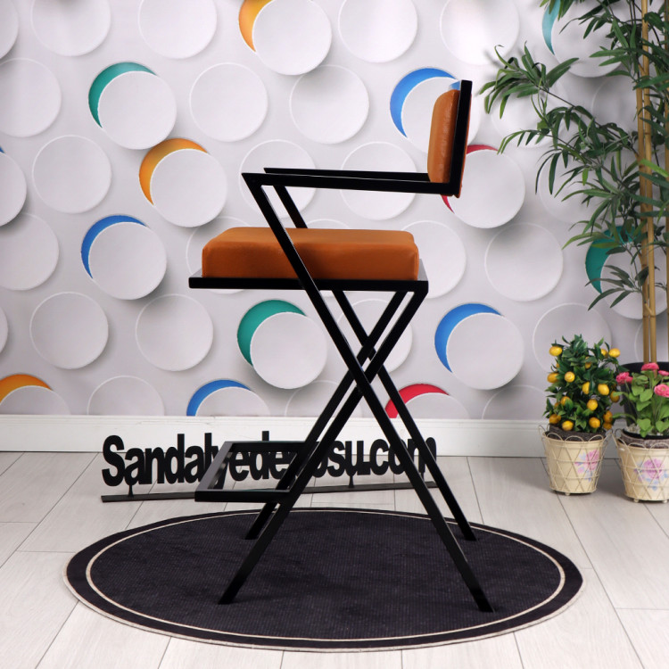 Lang Metal Bar Sandalyesi 65 h (Kahve Nubuk)