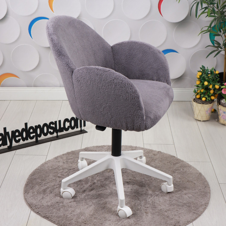 Bellasoft Çalışma Koltuğu Gri Peluş Kumaş