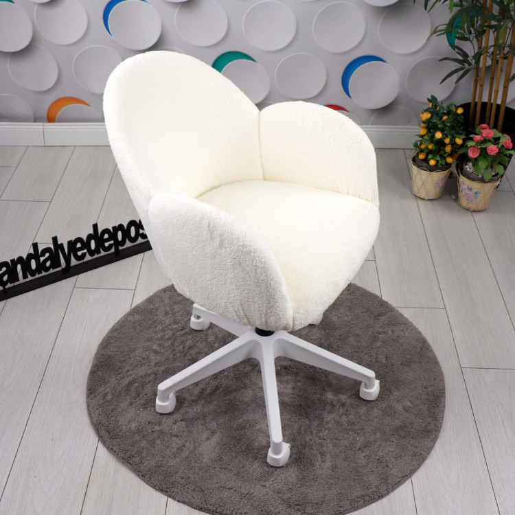 Bellasoft Çalışma Koltuğu Beyaz Peluş Kumaş