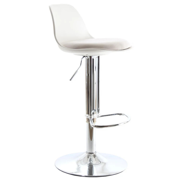 Tesla Krom Ayaklı Bar Sandalyesi (Beyaz Sırt Beyaz Minder)