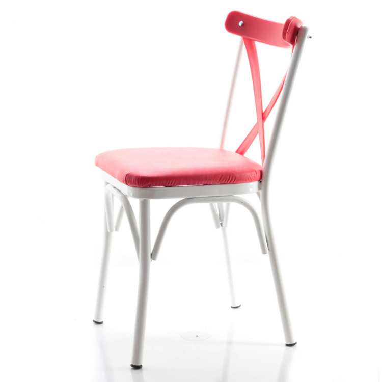 Paris Thonet Metal Sandalye Pembe Beyaz