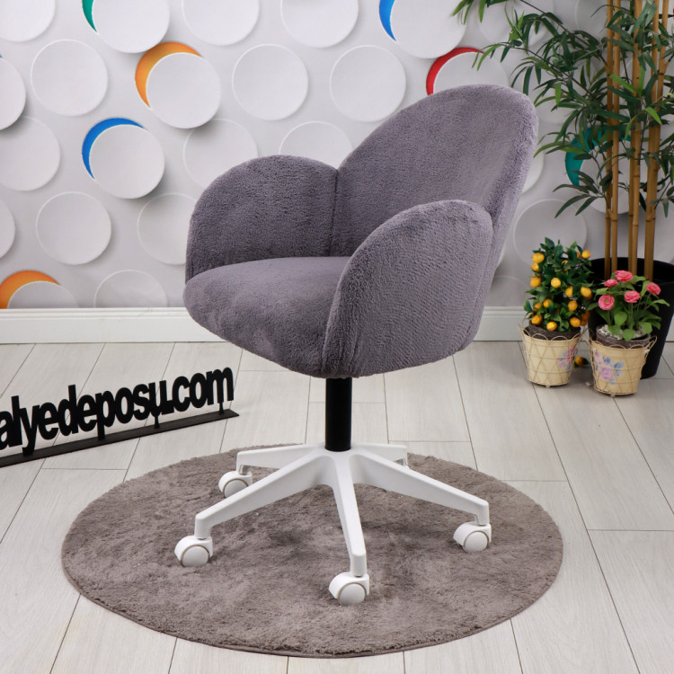 Bellasoft Çalışma Koltuğu Gri Peluş Kumaş