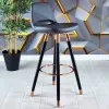 Rasko Copper Color Coated Bar Chair (Dark Gray Leather)