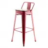 Tolix Bar Chair with Back Red Wood
