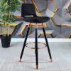 Rasko Copper Color Coated Bar Chair (Black Linen)