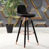 Gabriel Copper Color Coated Bar Chair (Black Linen)
