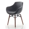 Focus Walnut Wooden Leg Chair Linen ( Lara 307 )