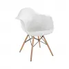 Aqua Arm White Wooden Leg Chair