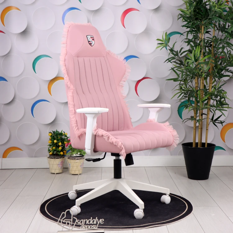 Yuna Hareketli Kollu Oyuncu Koltuğu (Pembe Lakos Kumaş)